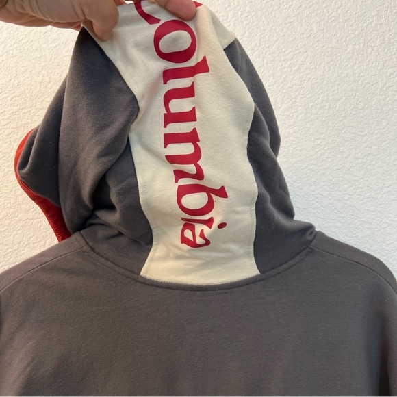 NWT Columbia Zip Up Gray Cream Red Hoodie with Logo- Size XL - Picture 2 of 16